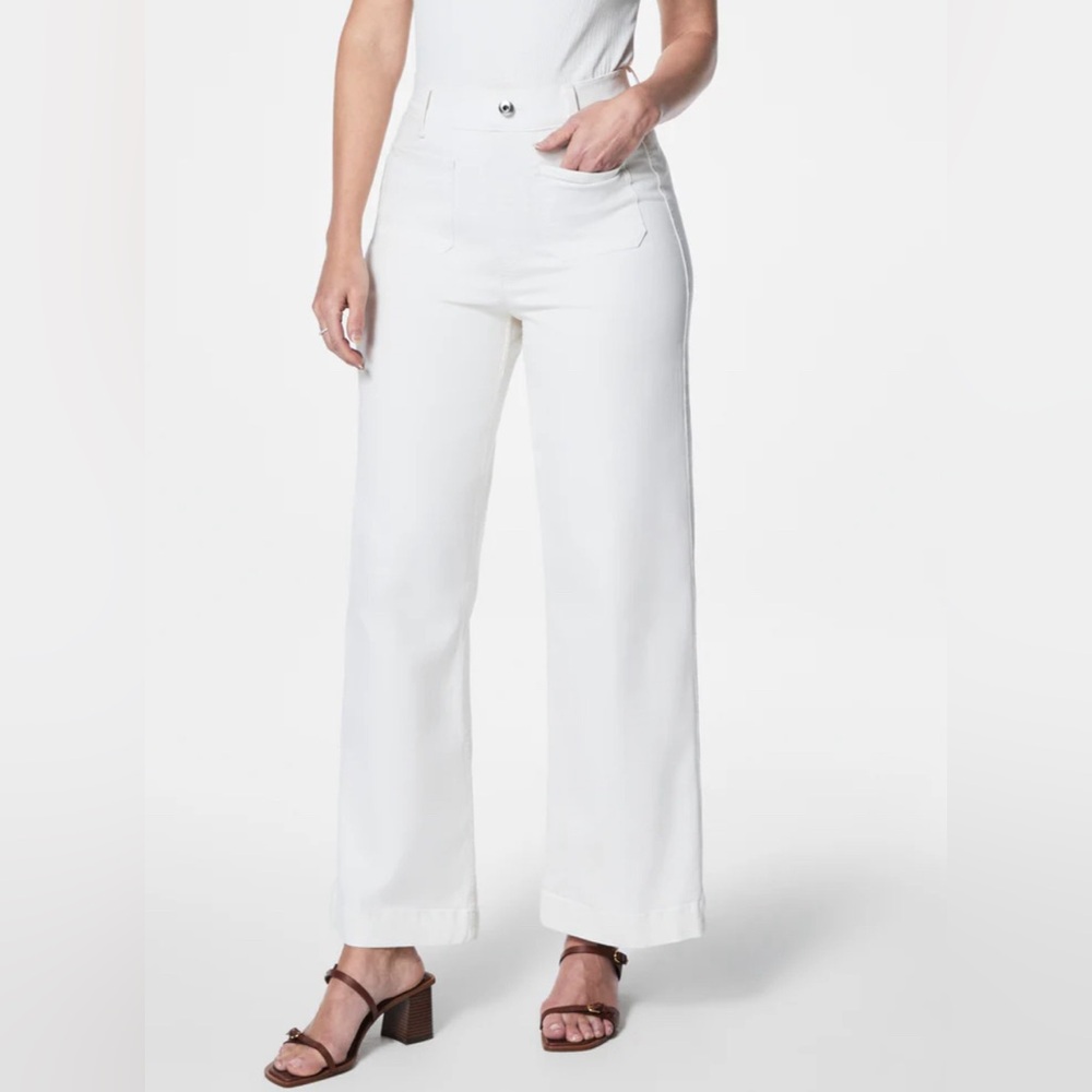 NWT Spanx Everywhere Cropped Wide Leg Jeans with Patch Pockets, M Tall